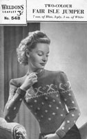 vintage ladies fair isle knitting pattern weldons 1940