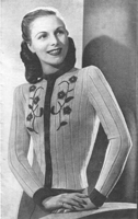 vintage ladies embroidered jumper knitting pattern from 1940s