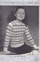 vintage girls fair isle jumper 1940s knitting pattern