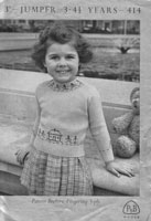 vintage pickture knit fair isle jumper little girl 4 years 1940s knitting patterns