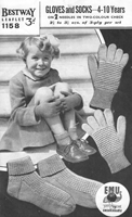 vintage childs glove knitting pattern from 1940s to fit 4 to 10 years