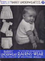vintage knitting pattern babies underwear vest petticoat 1930