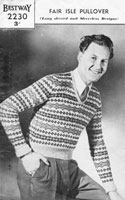 vintgae mens fair isle jumper knitting pattern 1940s