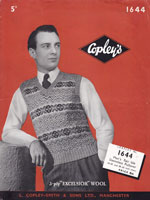 vintage mens slip over or tank top 1940s knitting pattern Copleys 1644