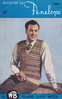 vintage 1940s knitting pattern for mans fair isle jumper