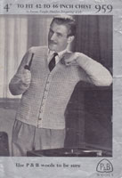 vintage mens cardigan knitting pattern 1940s