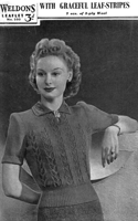 ladies 1940s knitting patttern fpr collared jumper