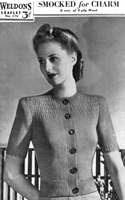 vintage 1940s knitting pattern for ladies cardigan
