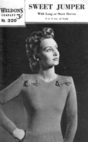 1940s vintage knitting pattern for ladies jumper with bows at yoke