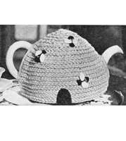 bee hive tea cosy crochet pattern with bees 1950s