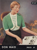 vintage ladies Don Maid knitting pattern for bolero set 1950s