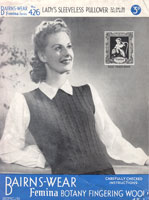 vintage bairnswear426 ladies slipover knitting pattern 1940s