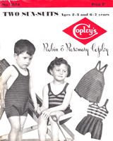 vintage children's swim suit knitting pattern from 1930s
