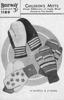 vintage knitting pattern for childs fair isle mittens 1940's