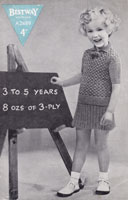 vintage little girls check jumper and pleated skirt knitting pattern bestway 1940s