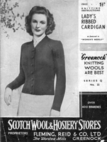 vintage ladies rib cardigan knitting pattern form 1930s