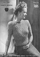 vintage ladies jumper knitting pattern 1930s