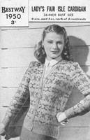 vintage bestway fair isle cardign knitting pattern 1940s 1950 