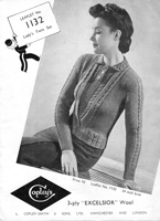 vintage ladies twin set knitting pattern from 1930s