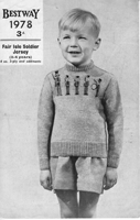 vinage kniting pattern fro jumper with soldiers on the yoke from 1940s