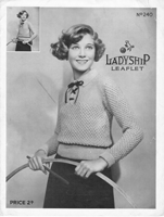 vintage girls jumper knitting pattern form 1930s