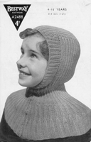 vinage children's hat knitting pattern from 1940s