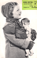vintage girls bonnet and scarf set knitting pattern from 1950s