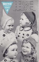 vintage knitting pattern for baby hats 1940s