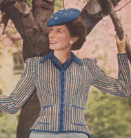 ladies jacket and beret knitting pattern from 1944