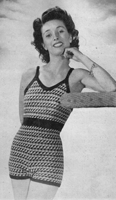 vintage ladies knitting pattern for swim suit 1947