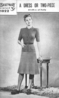 vintage ladies suit  and dress knitting pattern from 1940s