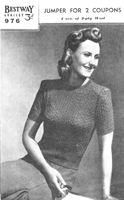 vintage ladies fine lace jumper knitting pattern from 1940s