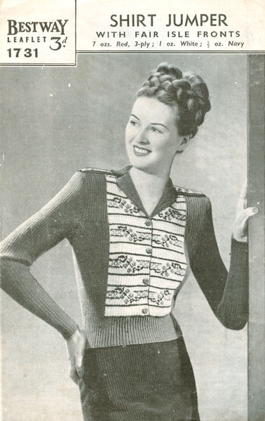 Vintage Ladies Fair Isle knitting patterns available from Fab40s.co.uk