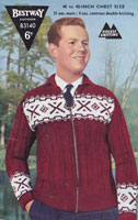 vintage zip jacket knitting pattern with fair isle border