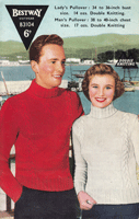 vintage ladies and mans aran style polo neck jumper knitting pattern