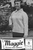 vintage ladies aran jumper knitting pattern from 1950s maggie23
