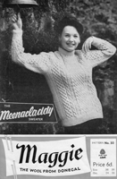vitnage ladies sweater in aran knitting pattern form 1950s maggie 30