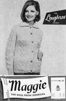 vintage ladies jacket knitting pattern in aran 1950s maggie 35