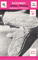 vintage ladies aran knitting pattern for mittens 1950s mahonys L5704