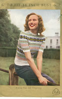 vintage fair isle short sleeved jumper