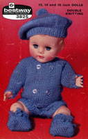 Vintage doll knitting pattern for 12, 14, 16 inch boy doll set in Double Knitting