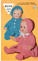 Vintage doll knitting pattern, this lovely pattern is for boys pram suit